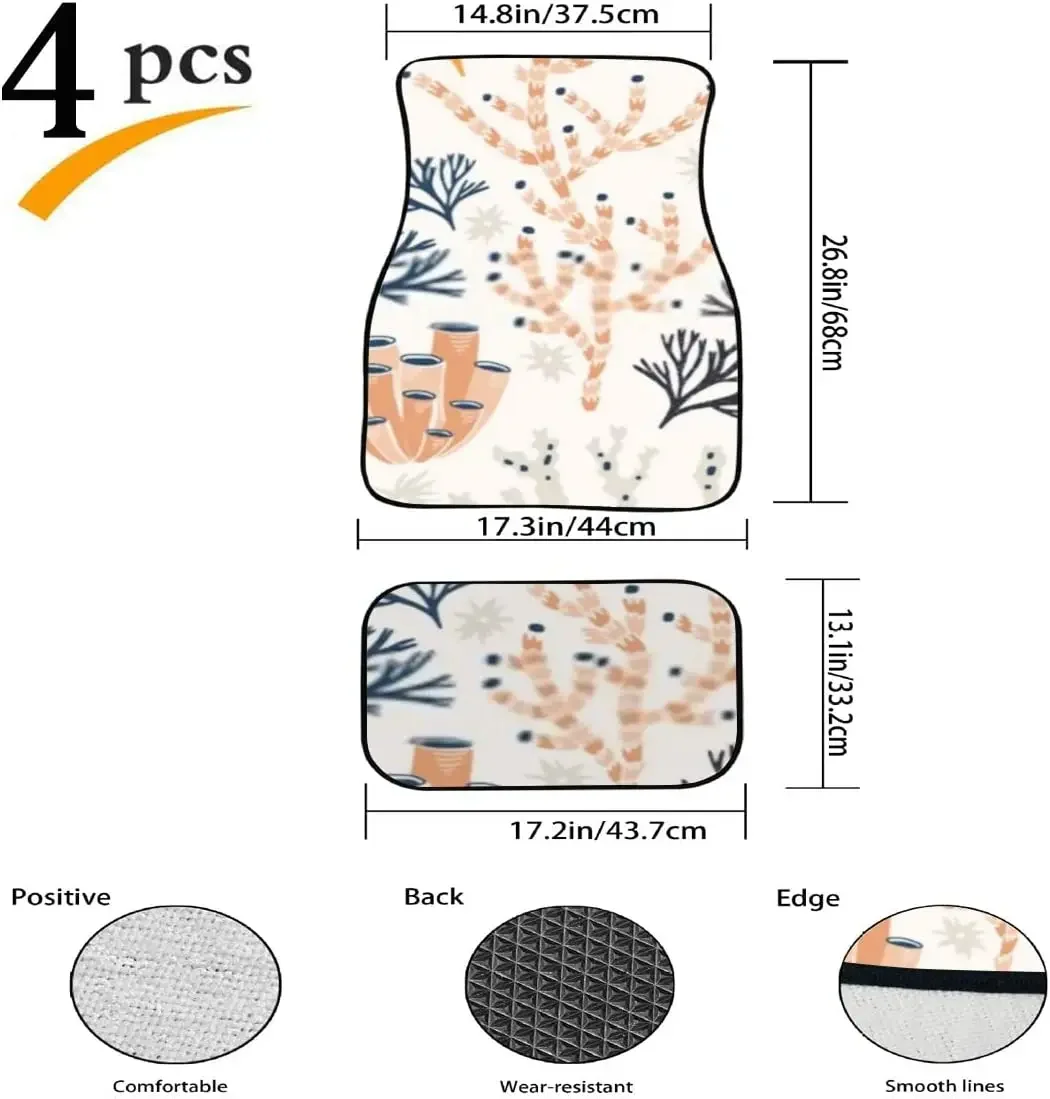 Car Floor Mats Corals Seaweed Algae On Print Design Carpet Car SUV Truck Floor Mats 4 Pcs, Truck Floor Mats