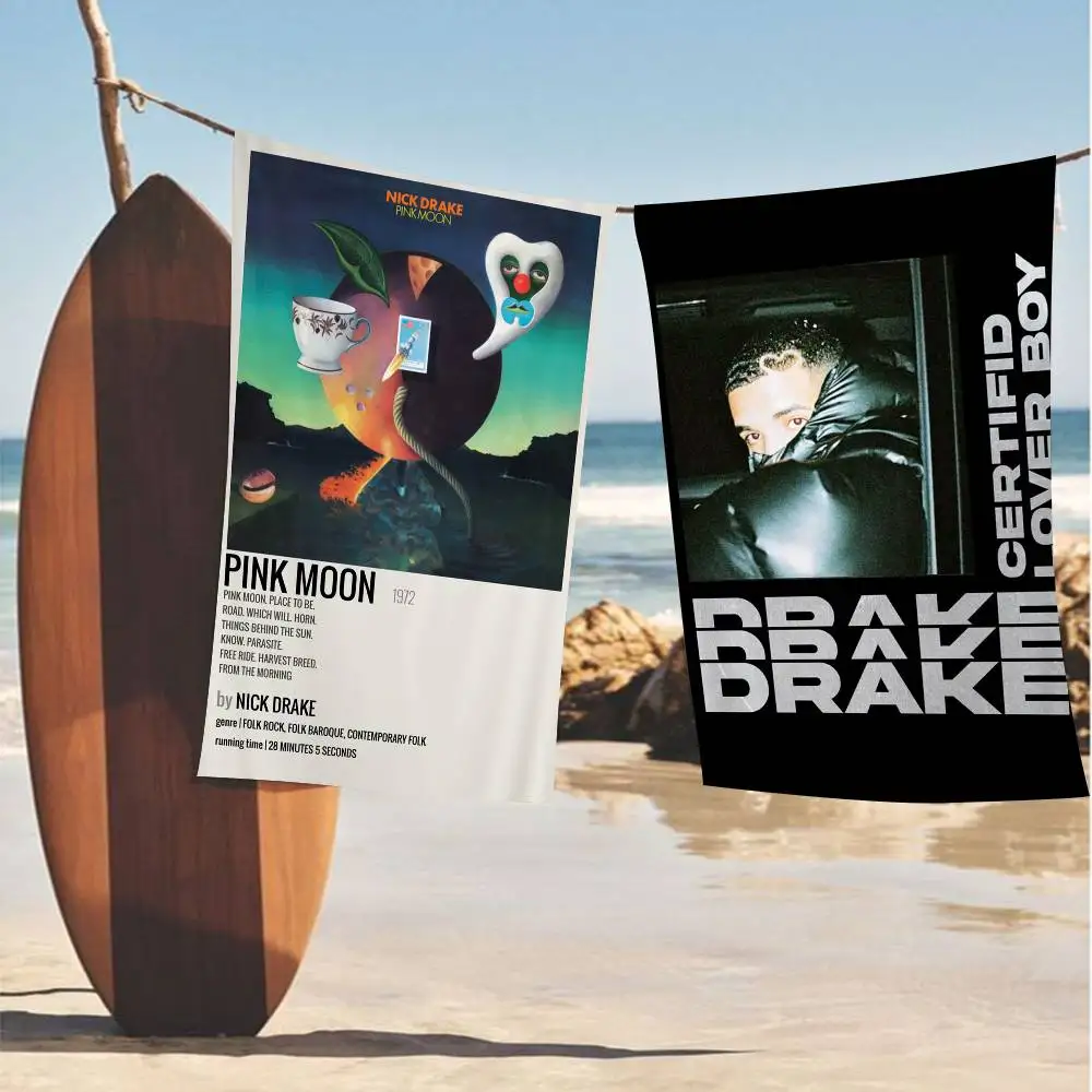 Famous Pop Rapper D-Drake Album Cover Anime Beach Swimming Towel Soft Absorbent Washcloth Children's Travel Camping Gym