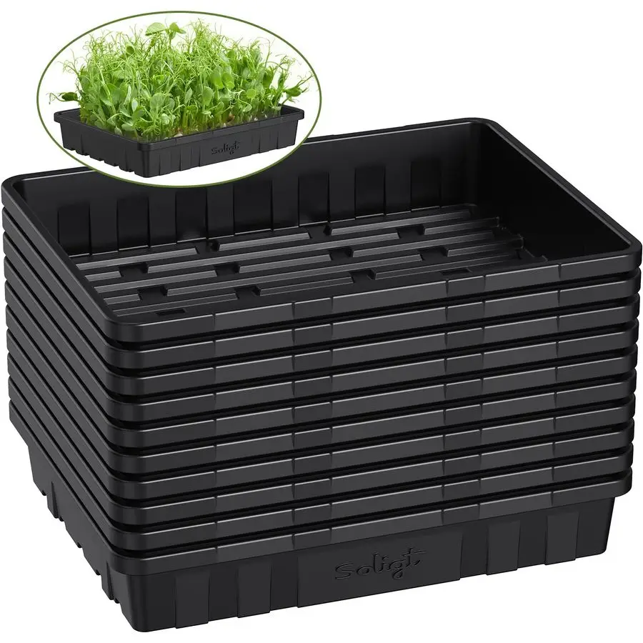 

Extra Thick Heavy Duty 10 Pack Seed Starting Trays Microgreens Growing Trays Seedling Plant Germination Starter Tray Transplant