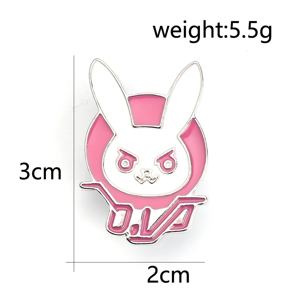 Overwatch Game Dva Rabbit Bunny Metal Pin Pink Trendy Jewelry Diva Bunny Hard Enamel Pin for Cosplay Costume Girl Accessory