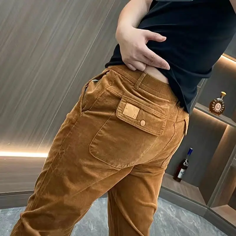 

Autumn Winter Corduroy Casual Pants Men Trendy Versatile Straight-leg Trousers Korean-style Business Simple Slimming Dress Pants