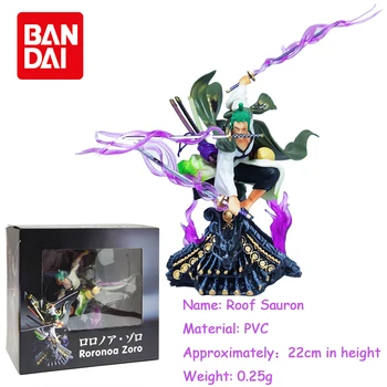 22CM Anime figura de acción One Piece techo Sauron tres cuchillos flujo Zoro con caja colección de PVC estatua modelo estatuilla juguetes niño