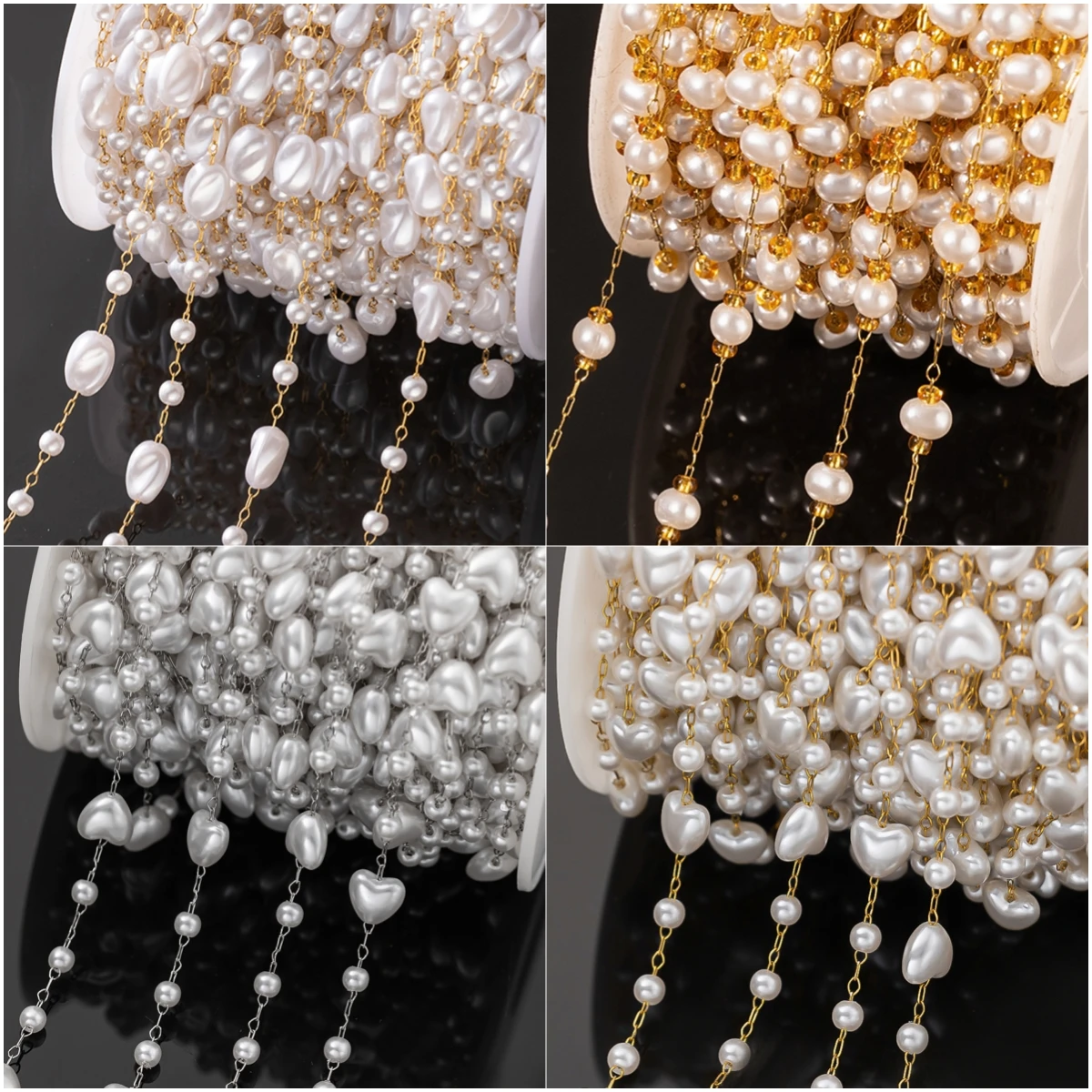 

1Meter Stainless Steel Beaded Chain Imitation Pearl Chain Necklace Chain Handmade Accessories for DIY Jewelry Making Components