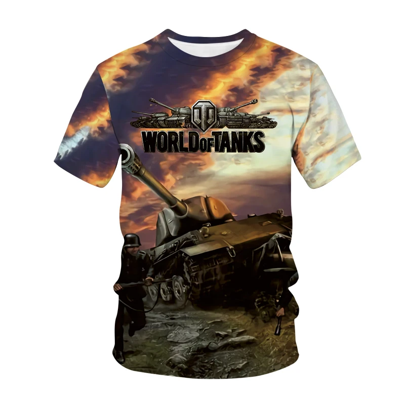 Summer Pop Game T Shirt World Of Tanks 3D Print Men\'s Women\'s Combat Streetwear O Neck Short Sleeve Oversized Loose Top