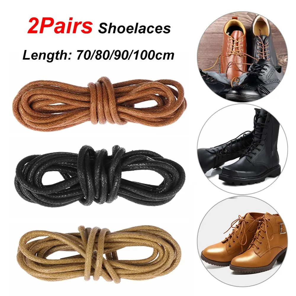 2 Pairs 70/80/90/100cm Coloured Sport Shoe Shoe Laces Cord Boots Laces Strings Round Waxed Shoelaces Leather Dress Shoes