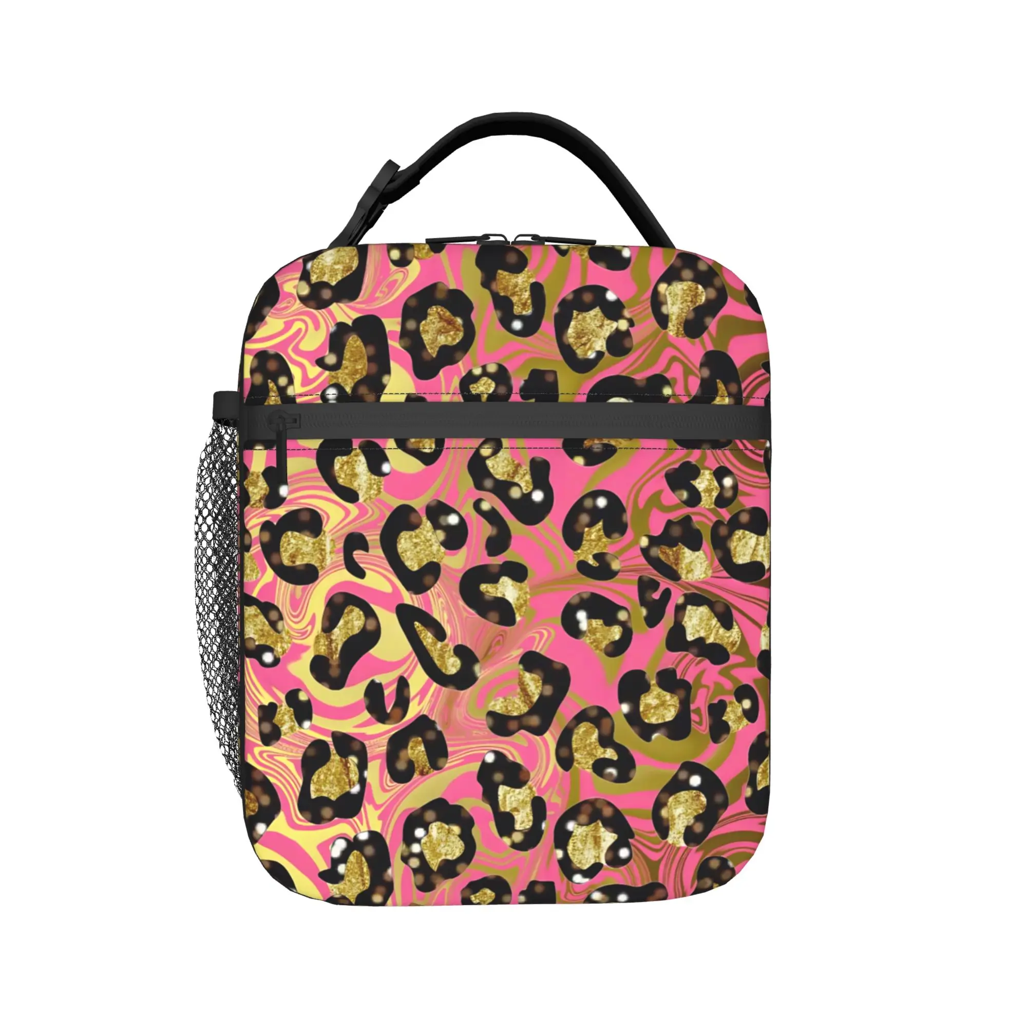 Psychedelic 80s Leopard Lunch Bag Abstract Art  Cute Lunch Box For Child Picnic Portable Cooler Bag Oxford Print Tote Food Bags