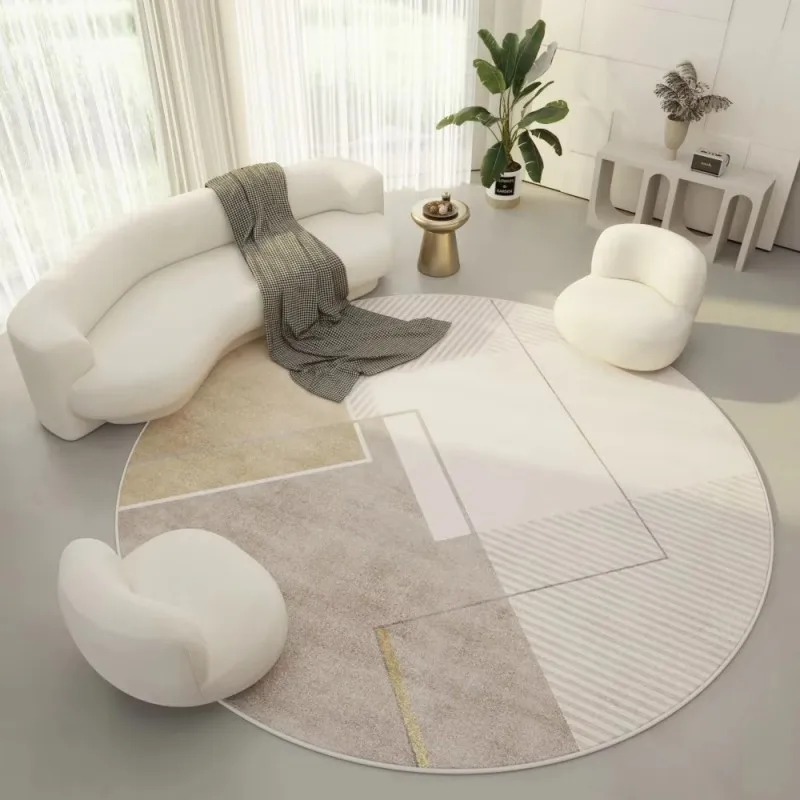 VIKAMA Wabi Sabi Patchwork Round Rug, Anti Slip & Washable, for Bedside, Study Room, Living Room, Home Decoration