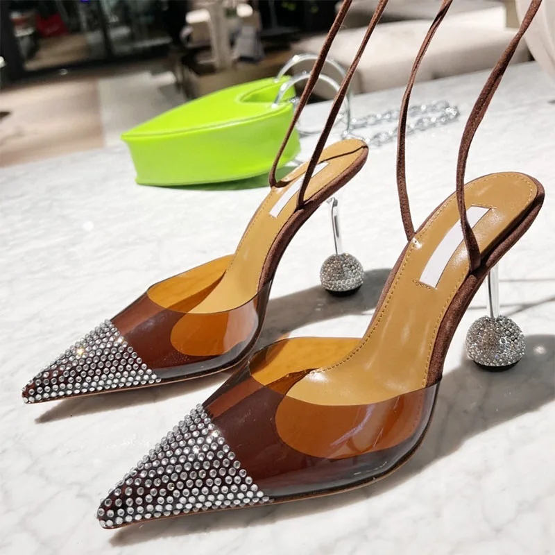 2022 Summer New Pointed PVC With Cross Straps Sandals Stylish Stiletto Multicolor Women's Shoes