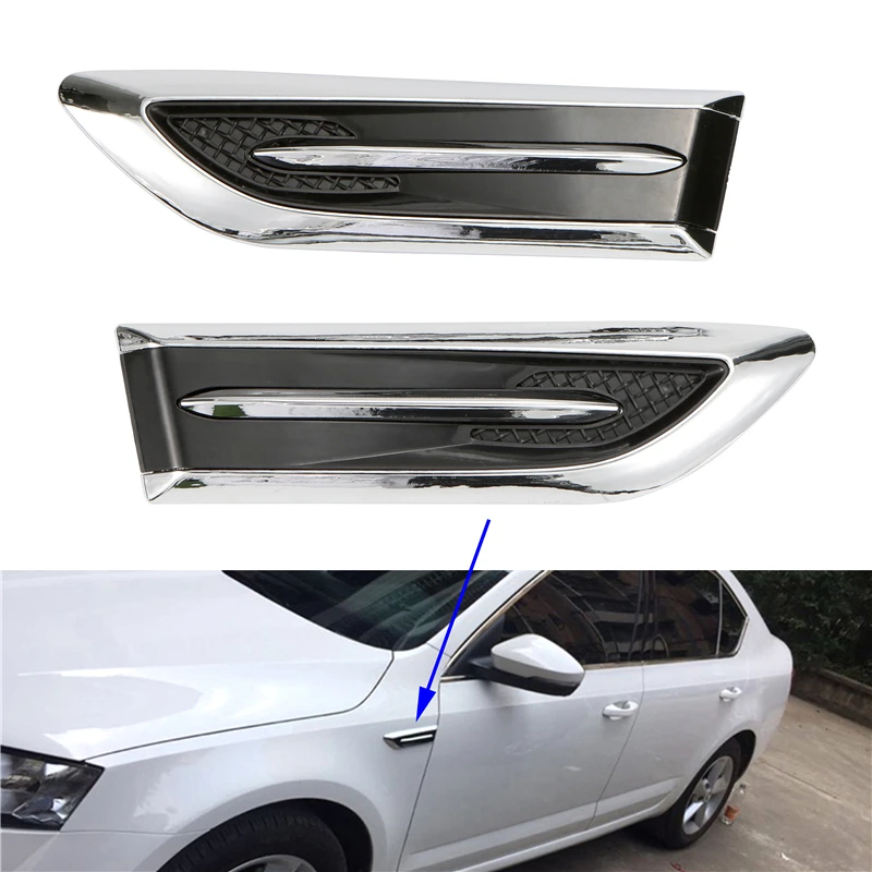 

1 Pair Universal Car Air Outlet Shark Gills Decor Cover Side Vent Air Flow Fender Sticker Engine Protector Auto Styling Parts