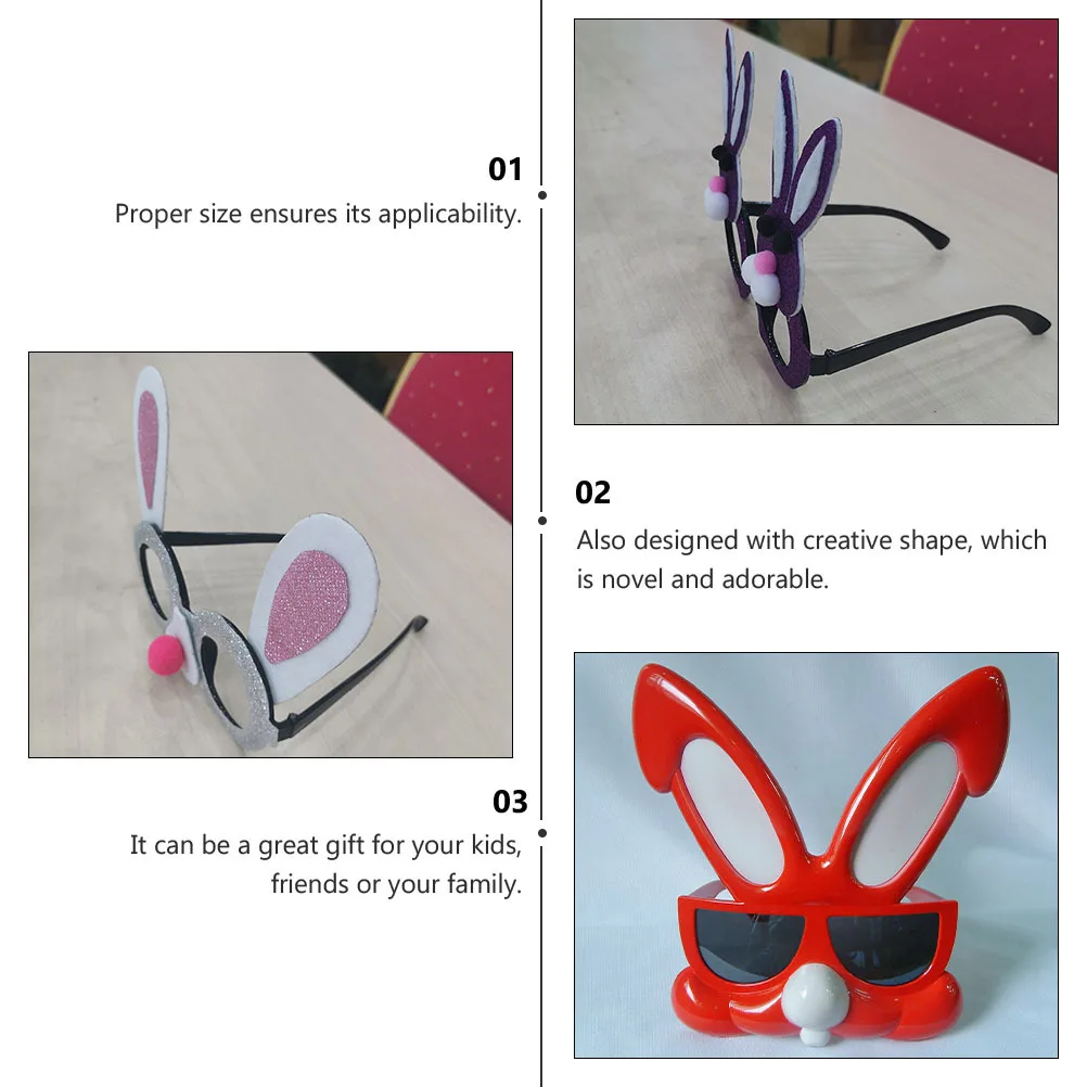

4 шт., очки с пасхальным кроликом, оправа для очков с героями мультфильмов, реквизит для вечеринки, легкая креативная новинка, украшение для очков с кроликом, фестиваль