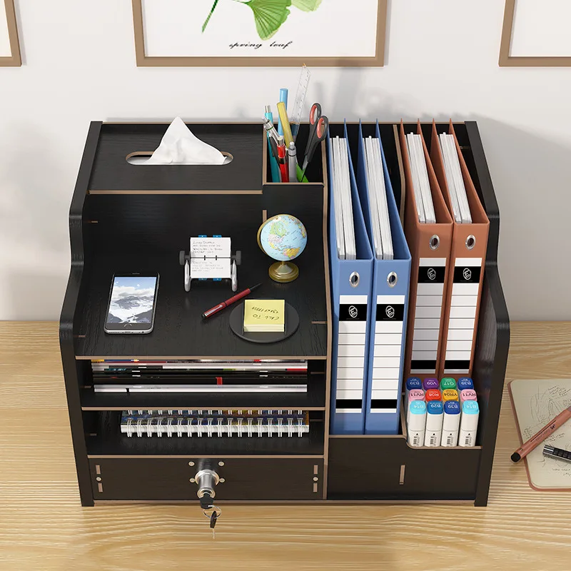 Simple Modern Office Desktop Storage Box Lockable Drawer Storage Rack Office Supplies Document Storage Desk Accessories