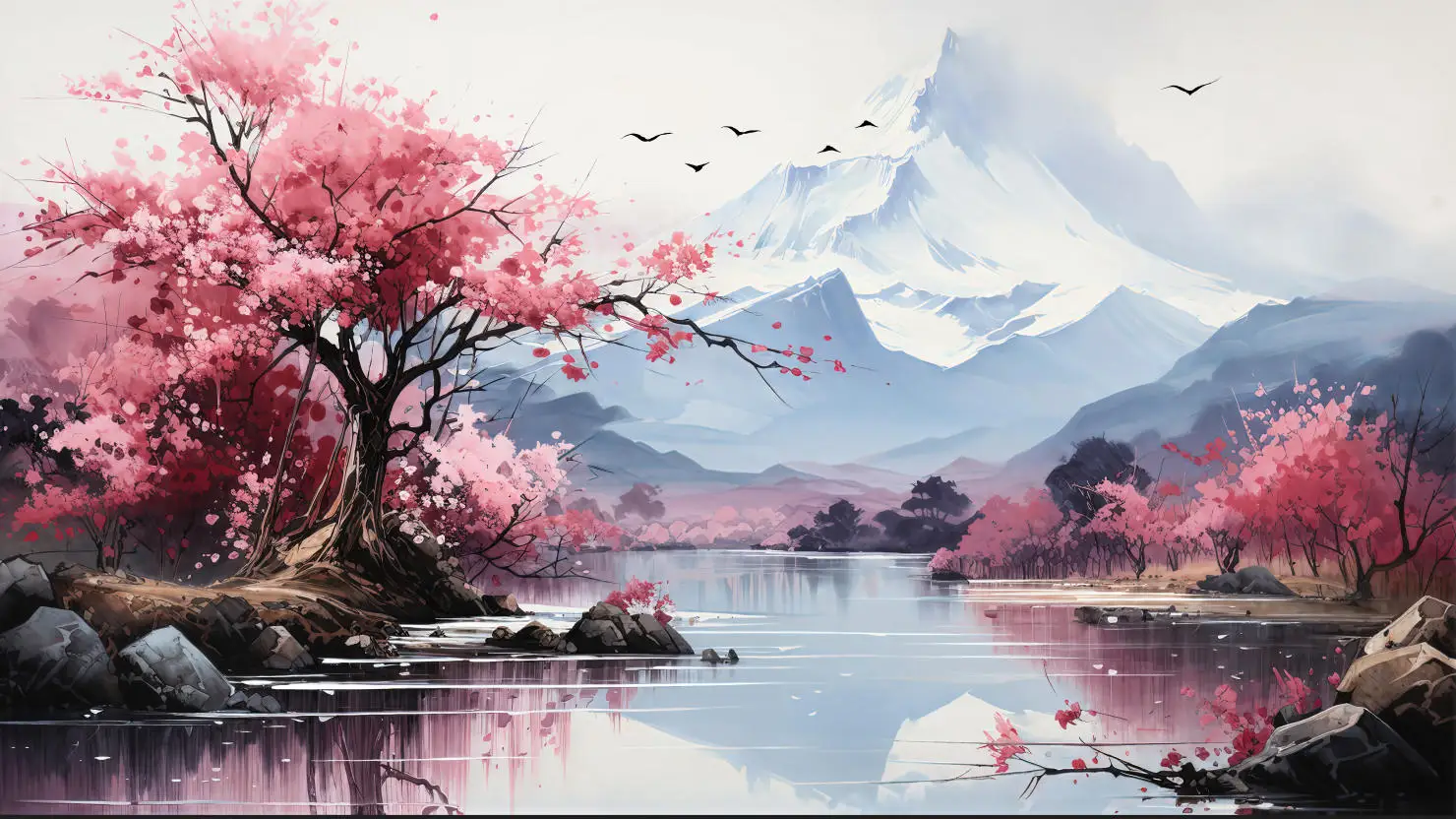 Customized Photo Wallpaper Chinese Morning Ink Landscape Mural Living Room Bedroom Backdrop Home Decor Papel De Parede