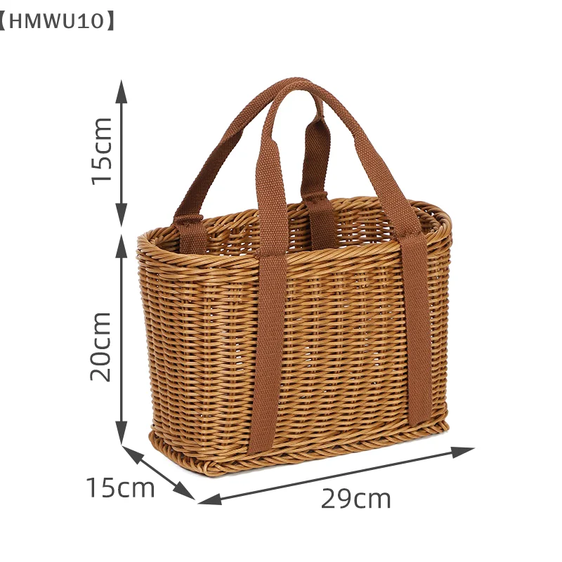 Hand Woven Picnic Basket Imitation Rattan Large Shopping Baskets Fruit Vegetable Storage Basket With Handle