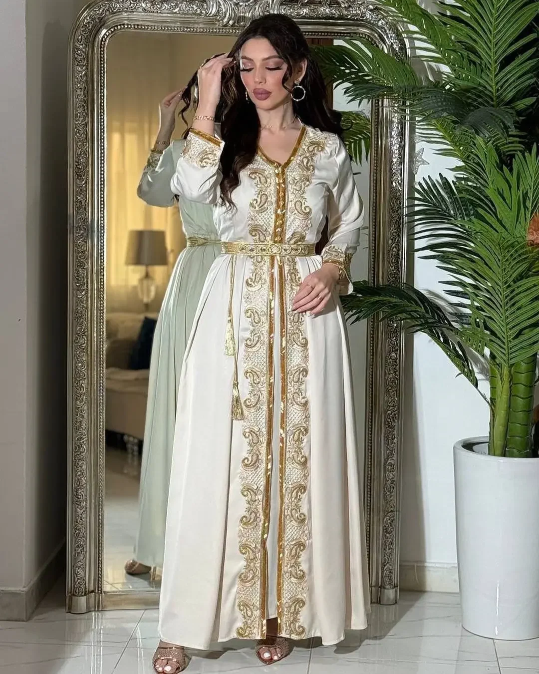 Nowy Eid Ramadan Hafty Abaje dla kobiet Muzułmańska długa sukienka Dubaj Turcja Kaftan Marocain Wieczór Islam Odzież Femme Vestidos