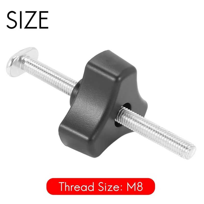 2 Set T Screw And M8 Plastic Handle,Metal Quick Acting Hold Down Clamp Set For T-Slot T-Track DIY Woodworking Tool