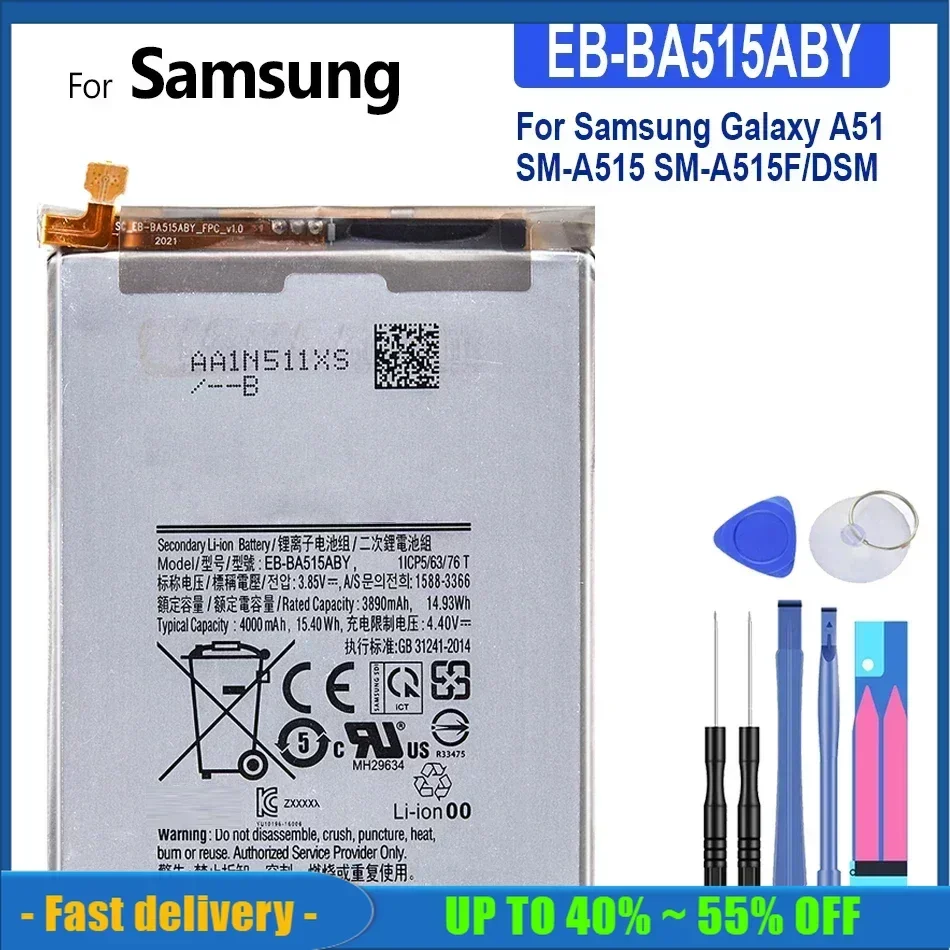 EB-BA515ABY 4000mAh Replacement Mobile Phone Battery For Samsung Galaxy A51 SM-A515 SM-A515F/DSM Smartphon Batteries