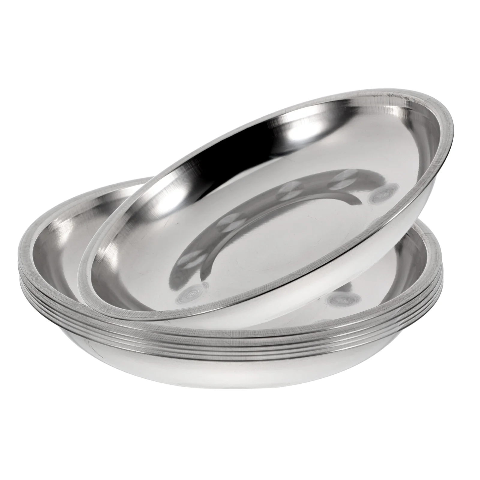 

6pcs BBQ Tray Stainless Steel Round Plate 201-18CM Small Circular Picnic Banquet Dessert Pasta Storage Food Party Camping