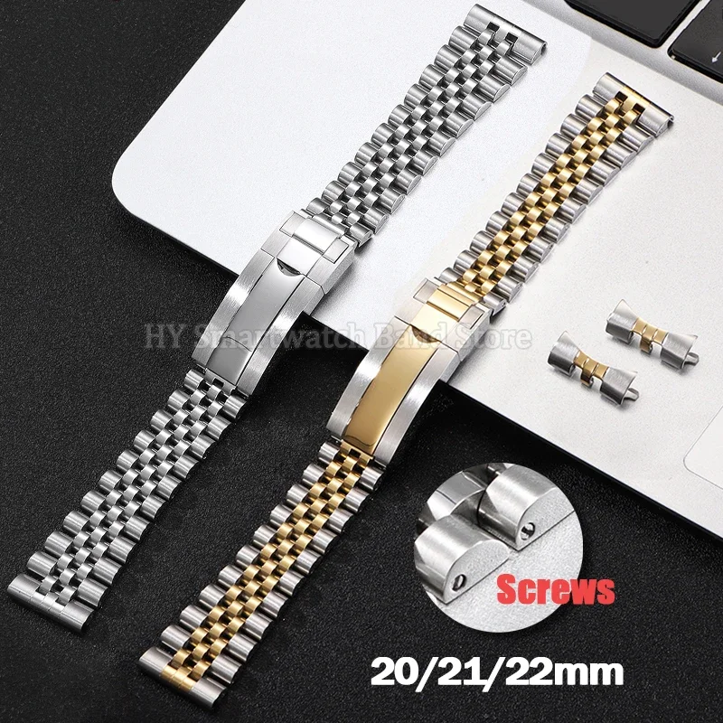 

20mm 21mm 22mm Sainless Steel Watch Strap for Rolex for Water Ghost Strap Curved End Metal Wristband for Jubilee Luxury Bracleet