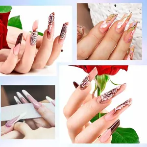 Geschnitzte gefälschte vollständige Abdeckung Nagelspitzen, gefälschter Finger, UV -Gel, Erweiterungskonstruktion, polnisches Gel, künstliches Werkzeug, 60pcs 8 Hauptverkäufe zahlbare Nagelbox - №1