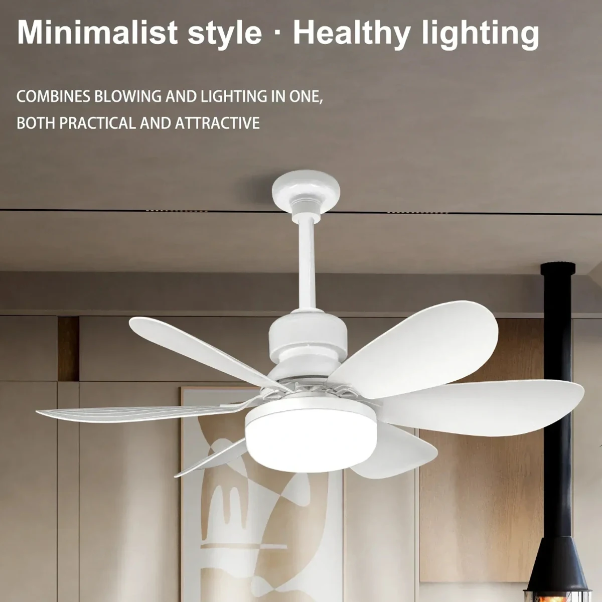 LED 4OW Ceiling Fan Light E27 with Remote Control for Dimming, Suitable for Living Room, Study, Household Use