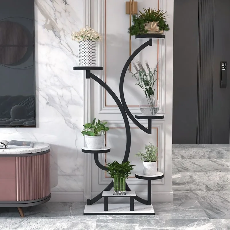 Wrought iron flower stand, green dill succulent bay window ornament, movable office floor-to-ceiling bonsai stand