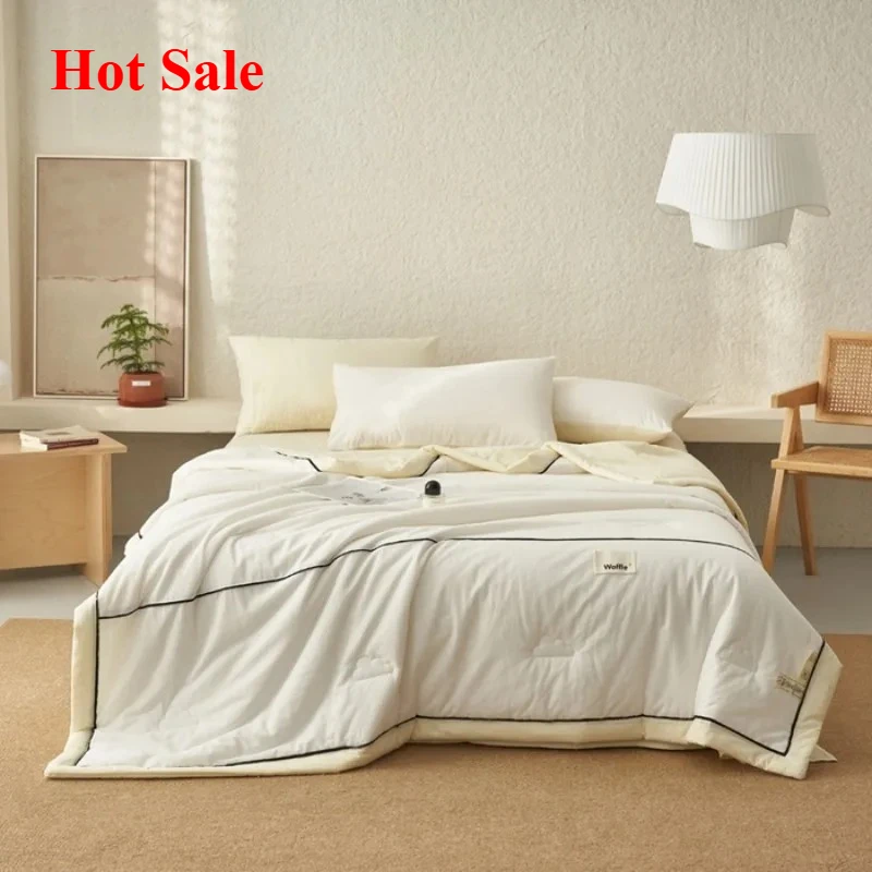 

2025 class A washed cotton cotton summer cool quilt four-piece set solid color air conditioner quilt machine washable