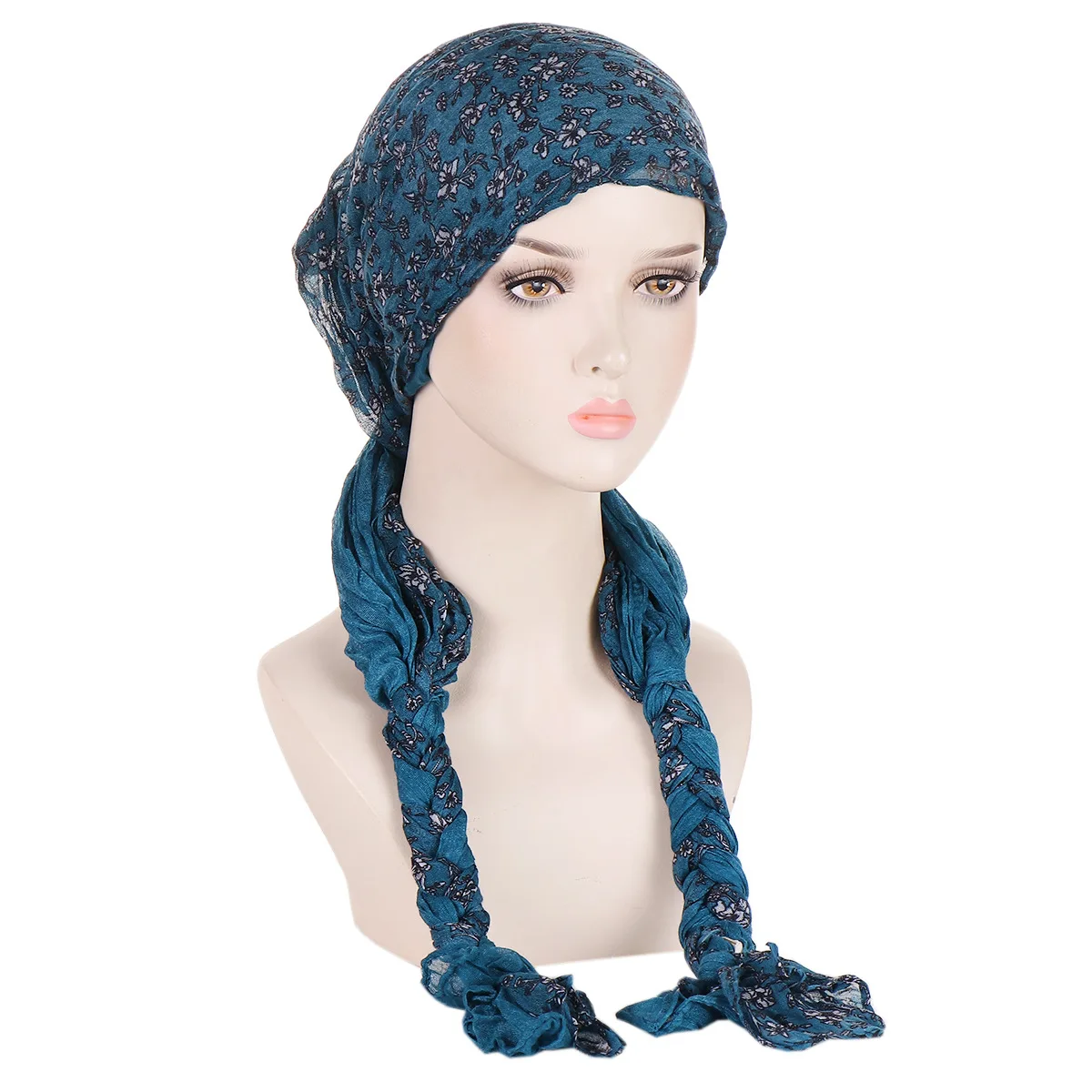 Lady Women Double Braids Turban Scarf Cancer Hat Chemo Muslim Head Scarf  Head Wrap Carve Bonnet Hair Loss Islamic Headwear