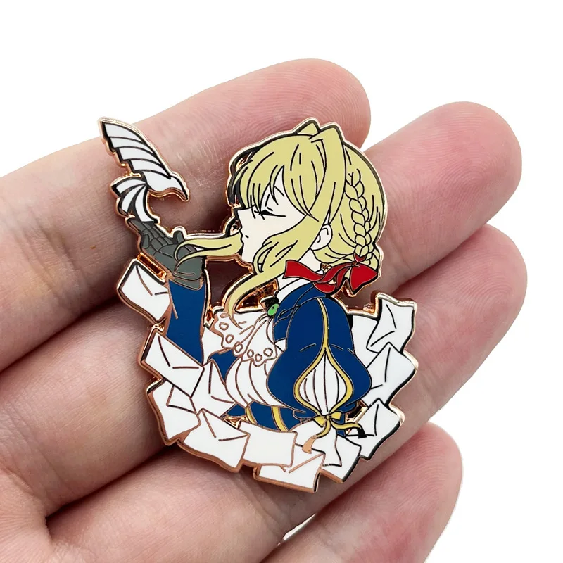 Literary Maiden Enamel Brooch Elegant Vintage Floral Letter Figure Lapel Pin Alloy Coat Backpack Decor Collectible Jewelry Gift