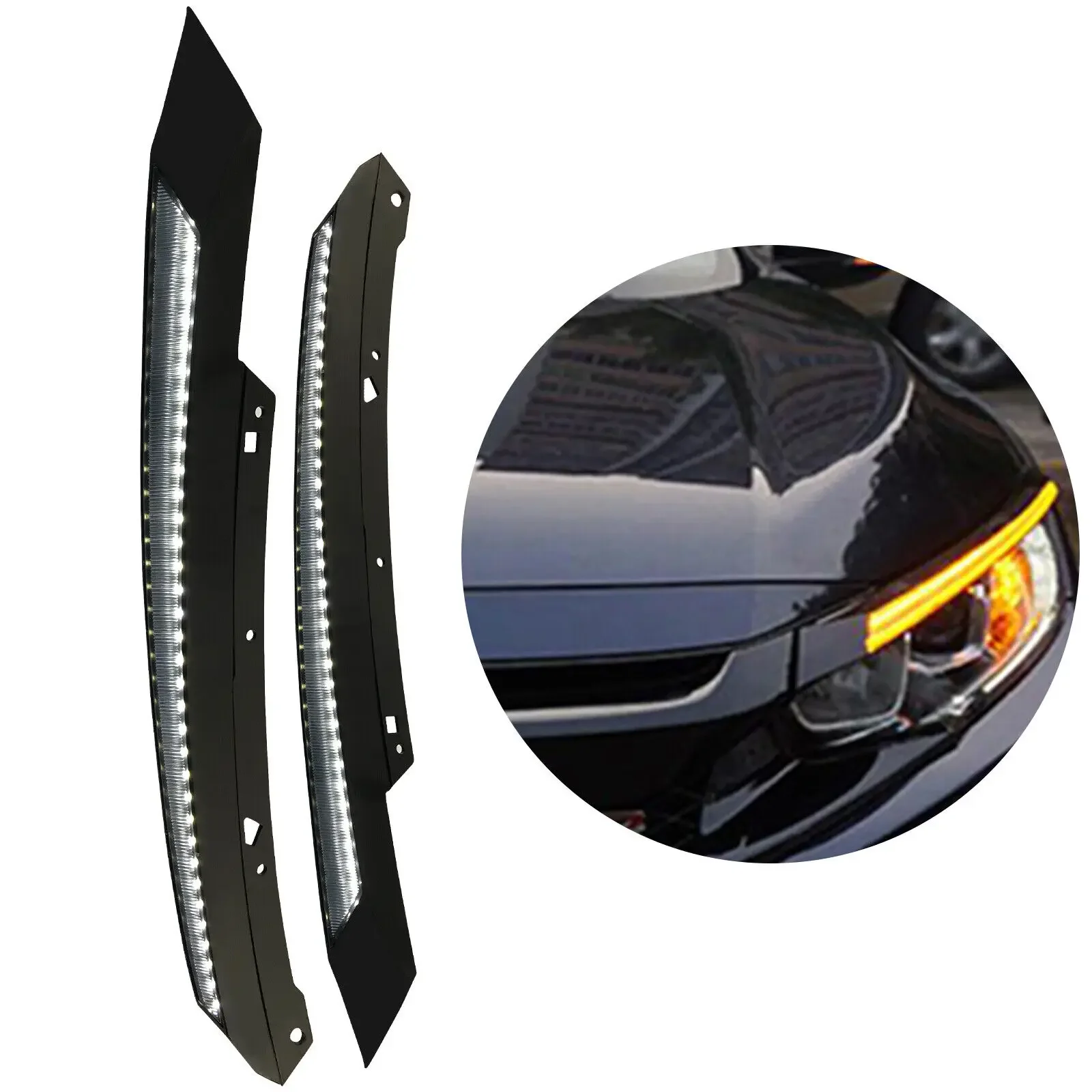 

For Honda Civic Sedan 2016-2021 1.5L 2.0L Front LED Headlight Eyebrows Daytime Running Light DRL 10W 12V