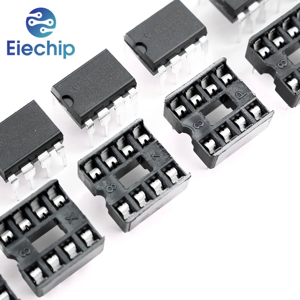 20pcs NE555 IC 555 & 8 Pin DIP Sockets (10 each) ic ne555 and Sockets DIP8 diy for arduino starter kit