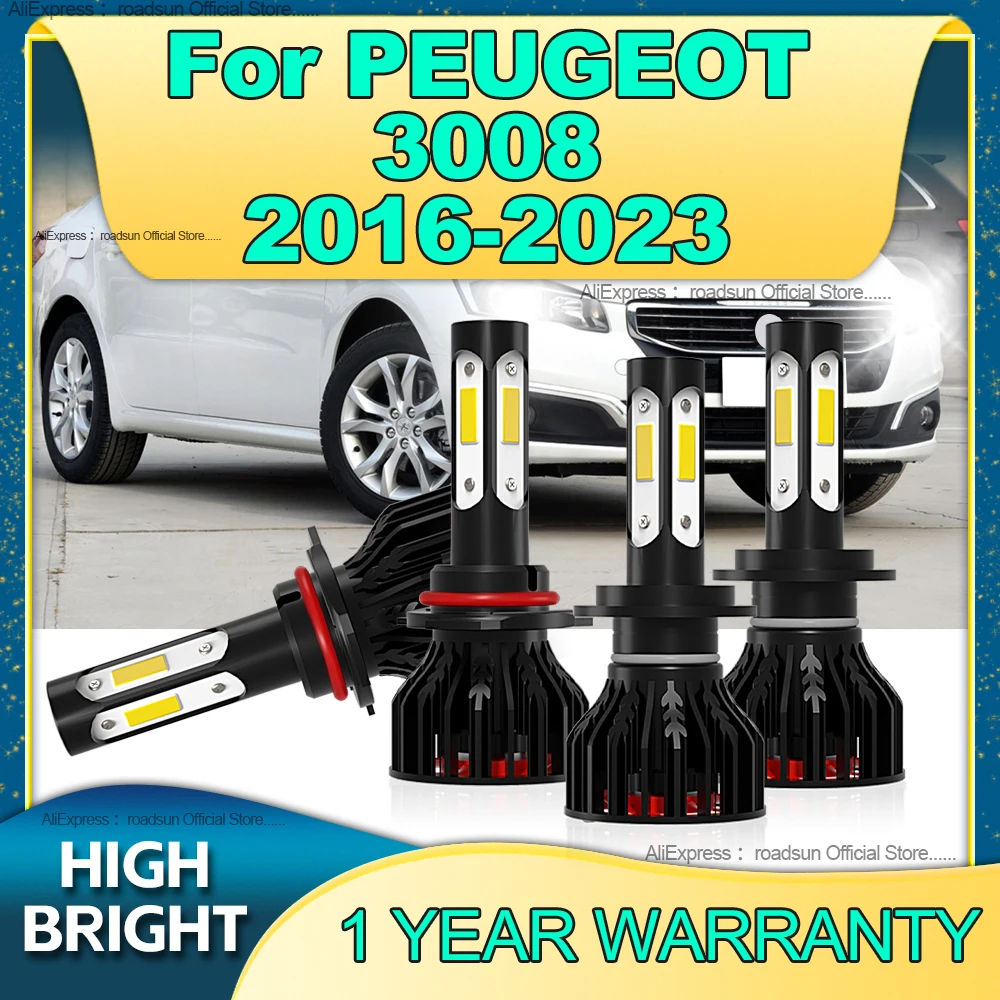 

2/4Pcs LED Car Headlights 30000LM H7 HB3 6000K Auto Lamp with Fan For PEUGEOT 3008 2016 2017 2018 2019 2020 2021 2022 2023