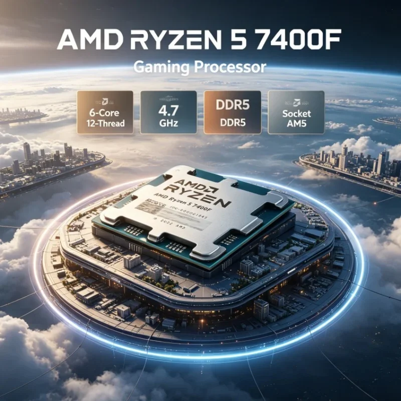 AMD Ryzen 5 7400F Desktop CPU 6-Core 12-Thread 65W PCIe 5.0 5nm Zen 4 DDR5 Desktop Processor
