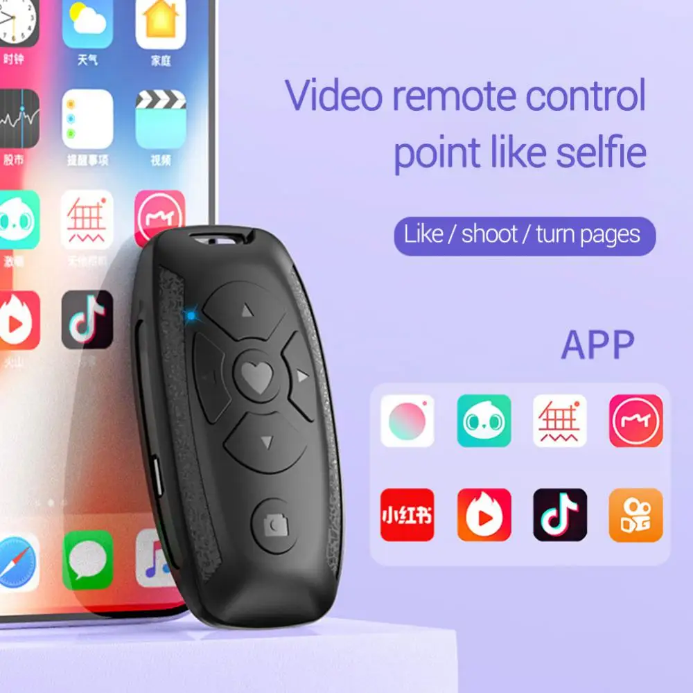 Wireless bluetooth-compatible Selfie Controller Rechargable Remote Control Button Camera Stick Shutter Release For Phones e-book