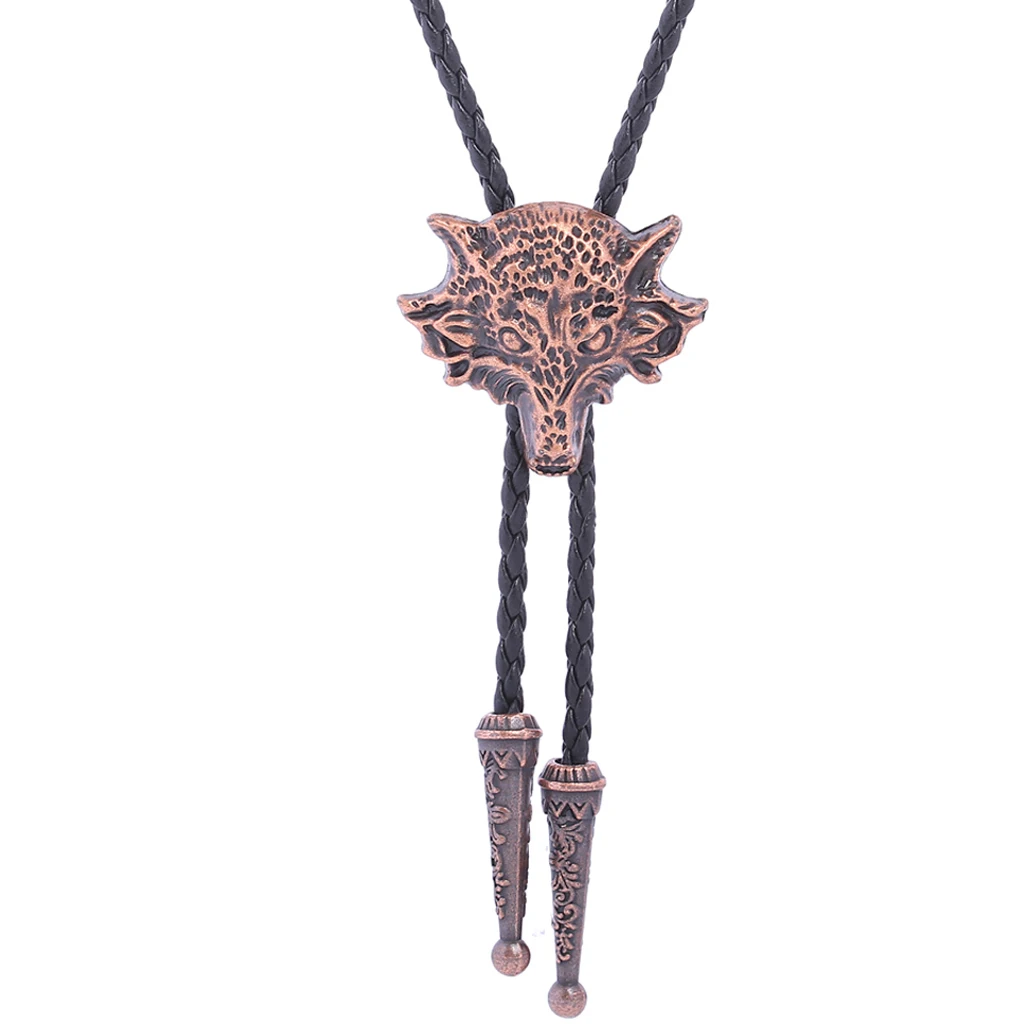 viking celtic three-dimensional wolf head bolo tie