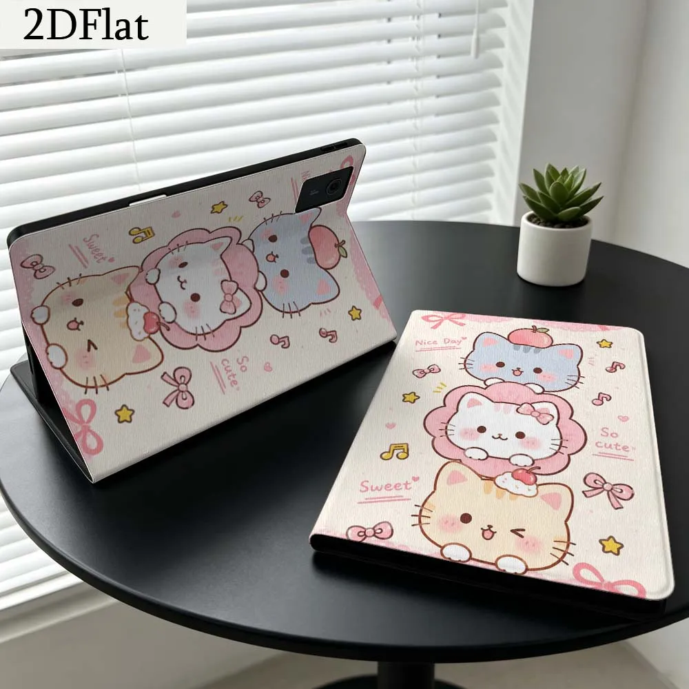 Cute Cat Stack Pink Gift For Lenovo Xiaoxin Pad Pro Tab K11 K10 Y900 3rd Y700 P11 P12 11.5 12.7 8.8 Inch Tablet Case