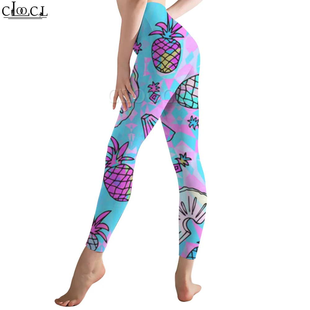 CLOOCL New Fashion Blue Women Legging Watercolor Pineapple Pattern 3D Print Trousers for Female High Waist Seamless Legging