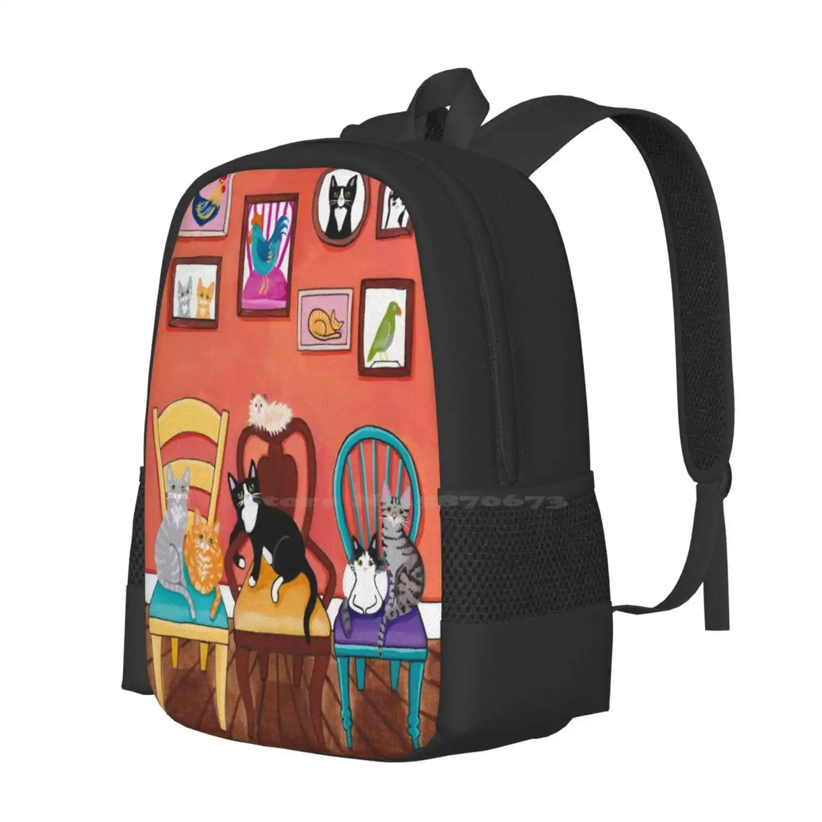 Heidi'S Cats Hot Sale Schoolbag Backpack Fashion Bags Room Cats On Chairs