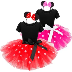 Minnie Mouse Cosplay Dress for Baby Girl Polk-dot Fancy Clothes Birthday Masquerade Carnival Halloween Princess Costume for Kids