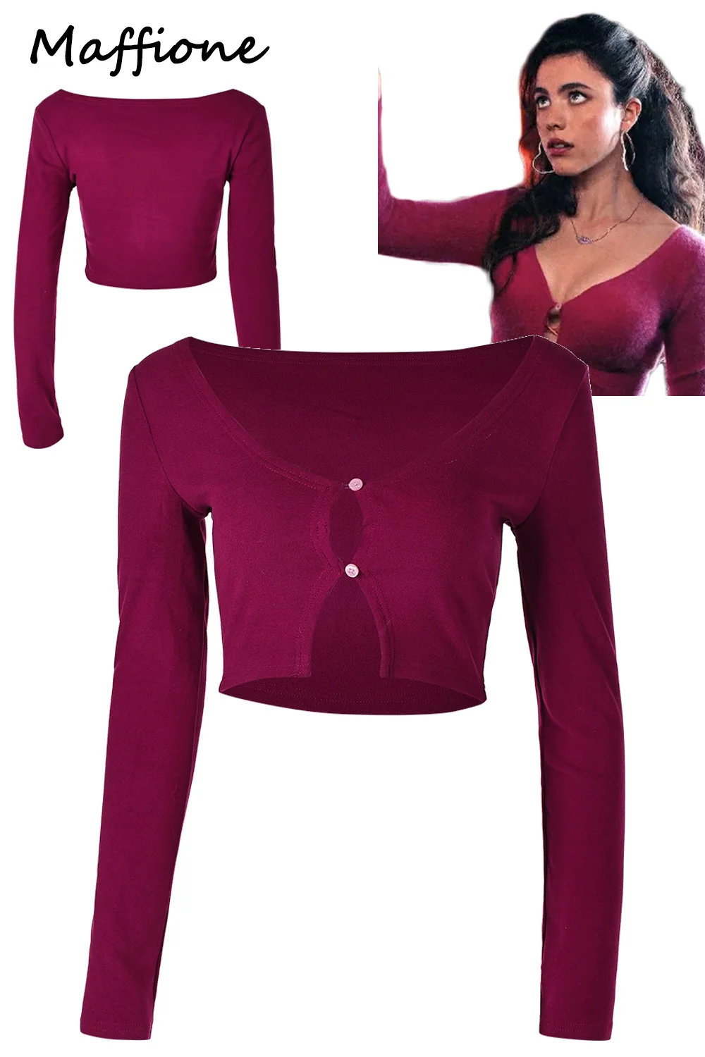 

Sue Cosplay Sweater Costume 2024 Movie Substance Disguise Wine Red Sexy Knit Shirt Outfits Women Tops Hallloween Party Suits