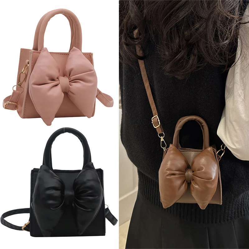 

Mini Pu Leather Shoulder Bag For Women Fashion Bow Lipstick Bag Summer Coin Purse Crossbody Travel Handbag