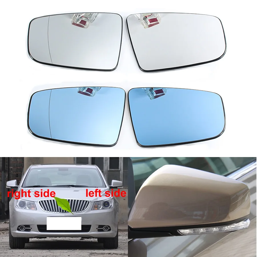 For Buick Lacrosse 2009 - 2015 Car Accessories Side Rearview Mirrors Lenses Rear View Mirror White Blue Glass Lens with Heating