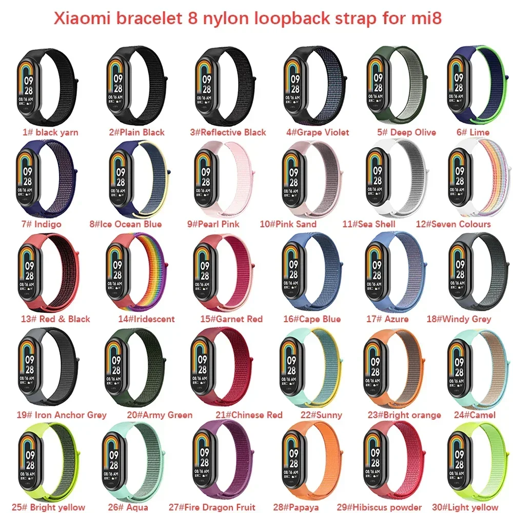 Nylon Loop Strap for Xiaomi Mi Band 8 Bracelet Adjustable Wristband Breathable Belt Correa for Mi Band 8 NFC Strap Accessories