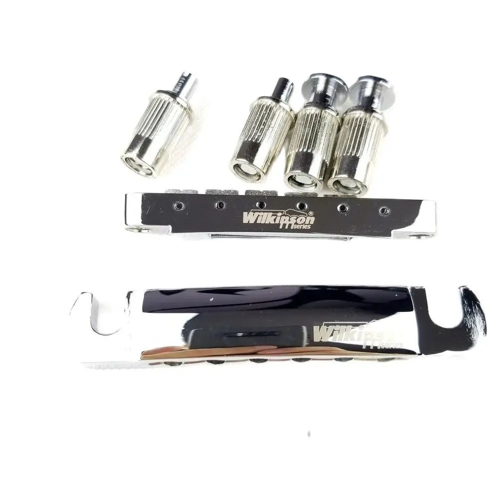 Wilkinson Chrome Silver Electric Guitar Bridge, Tune-O-Matic Style, Lespaul LP SG Guitar, WOGT1 + WOGB2, Original