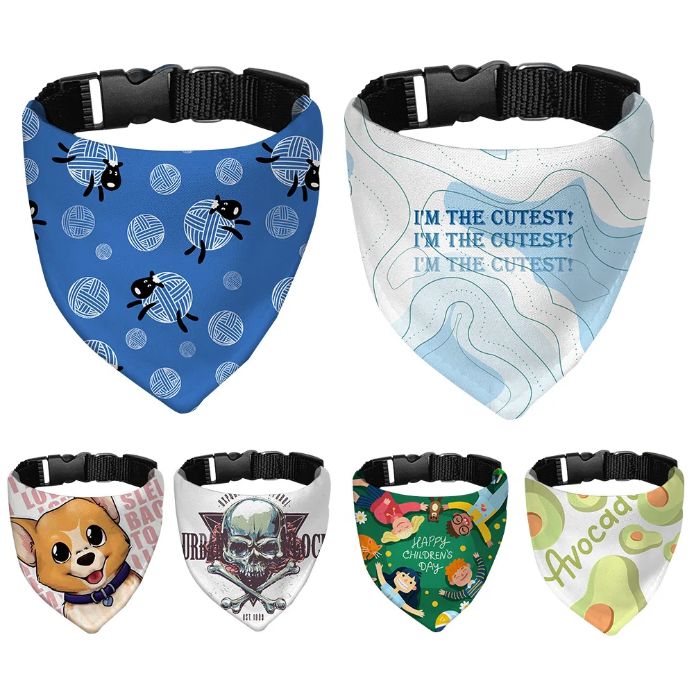 10PCS Sublimation Blank Pet Dog Bandana Cat Puppy Kerchief Pet Triangle Bandage Pet Neckerchief Scarf Dog Saliva Towel