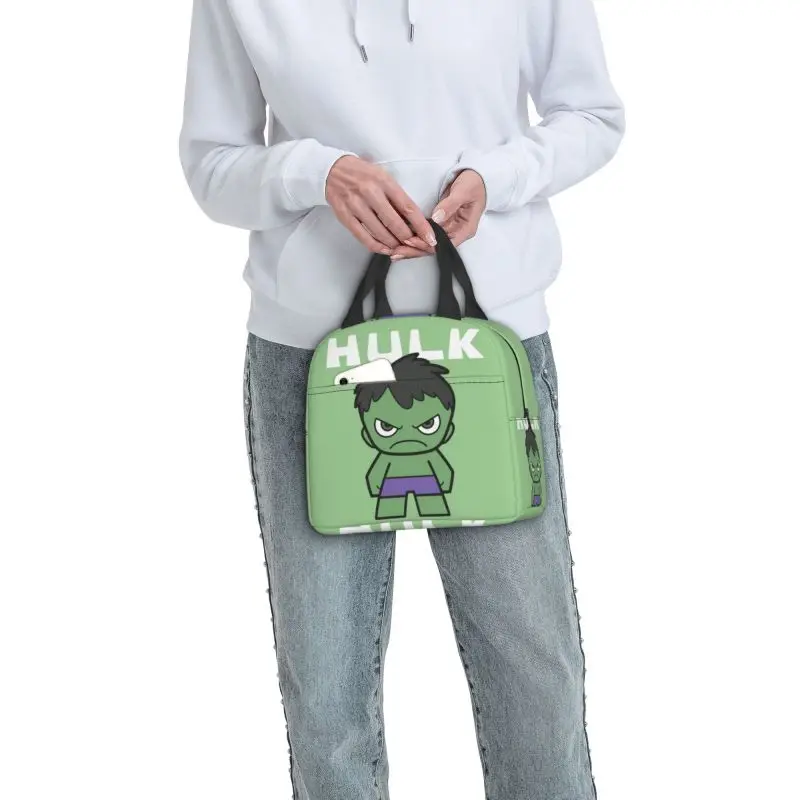 Custom Cute Mini Hulk Insulated Lunch Bags for Women Portable Cooler Thermal Food Lunch Box Outdoor Camping Travel