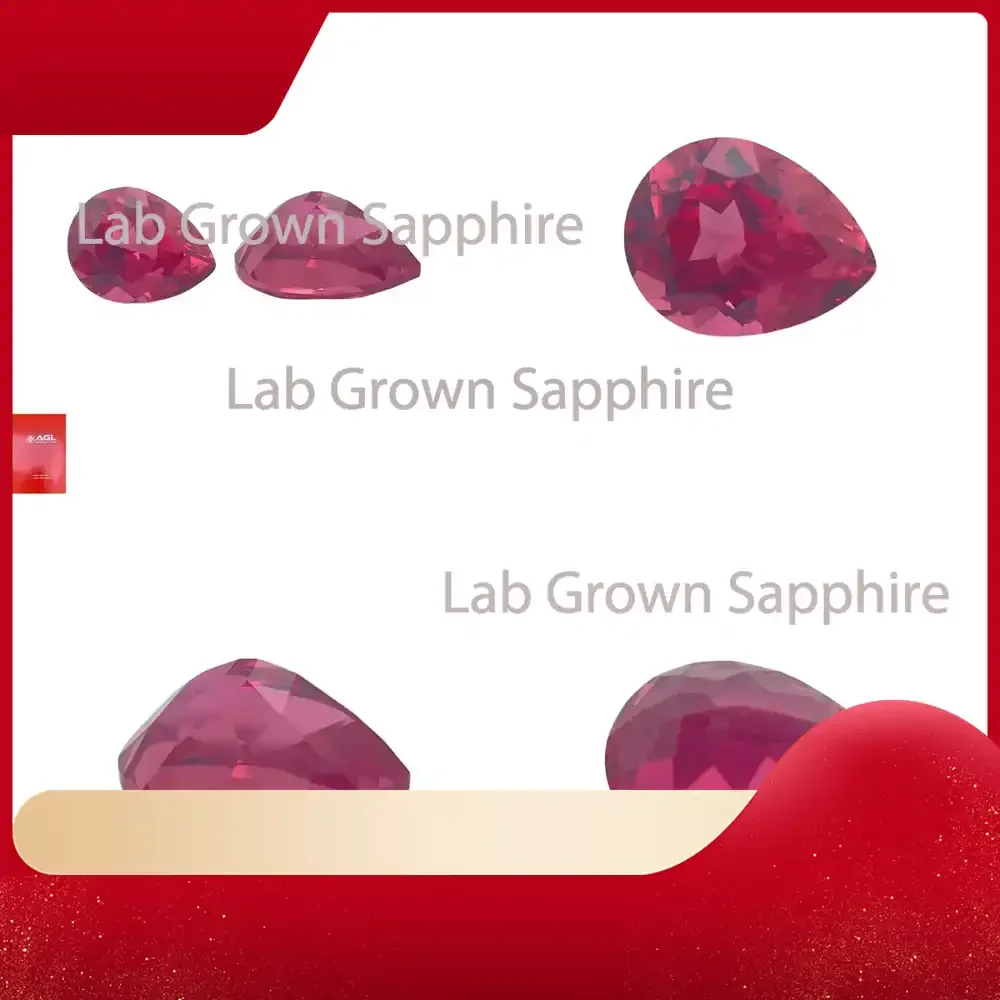 

Лабораторно выращенный сапфир грушевидной огранки цвета закатного красного для изготовления ювелирных изделий своими руками: подвесок, серег, колец. Искусственно созданный сапфировый камень россыпью.