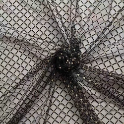 Black Grid Diamond Mesh Gold Dot Flocking Lace Fabric For Girls' Tulle Dress Wedding Garment Sewing Decorative Net Fabric