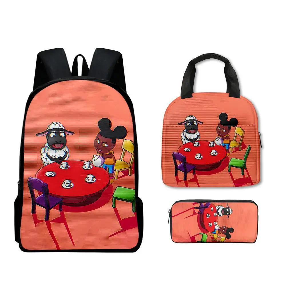 

Creative Novelty Amanda the Adventurer 3D Printed 3pcs/Set pupil School Bags Laptop Daypack Backpack Lunch bag Pencil Case