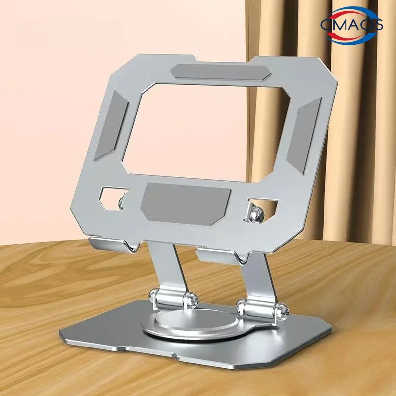 All-Metal Foldable 360° Rotatable Desktop Stand for Tablet & Phone, Hollow-Out Heat Dissipation Tablet Support Bracket