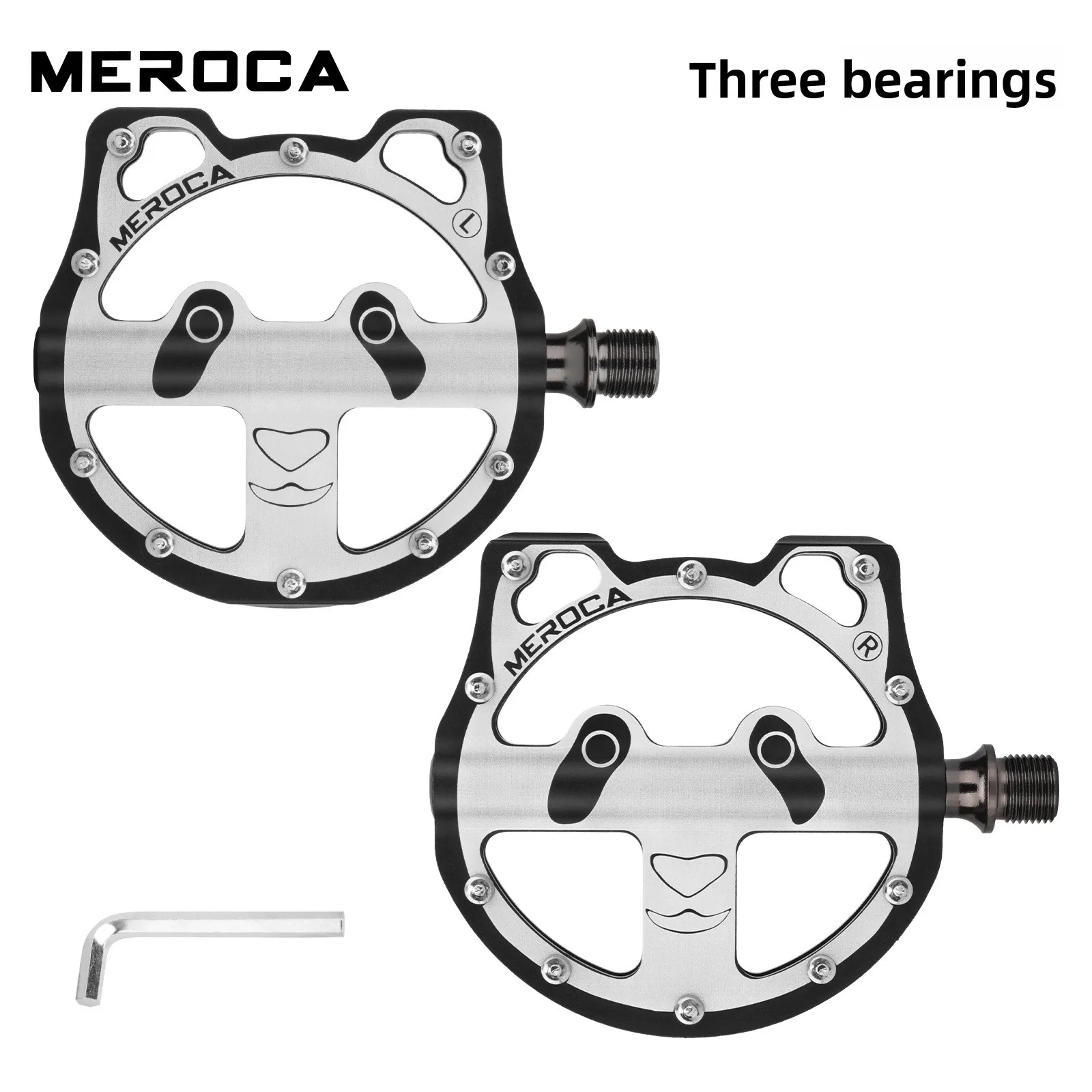 

Велосипедные педали MEROCA: дизайн Panda, три подшипника, противоскользящие, алюминиевый сплав с ЧПУ для MTB и шоссейных велосипедов